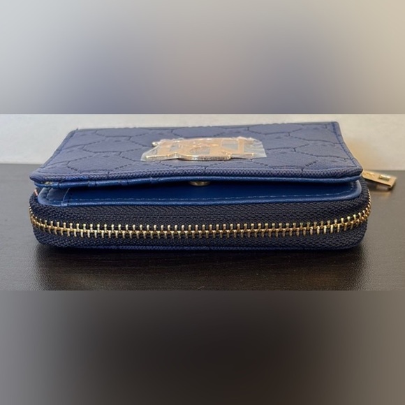 Badgley Mischka Zip Around Wallet Electric Blue Monogram Vegan Leather NWT Glam - Picture 4 of 9